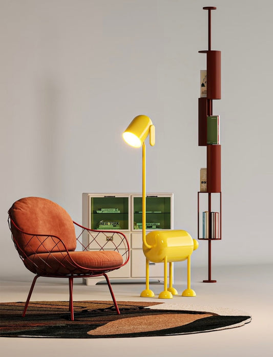 Creative Animal Shaped Floor Lamp, Modern Yellow Standing Light for Kids Room