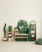 Modern Kids Study Desk with Storage, Green Children’s Learning Table Set