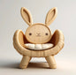 Cute Bunny Rattan Chair for Kids, Animal-Shaped Children’s Armchair