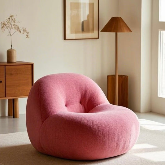 Modern Pink Lounge Chair, Cozy Living Room Accent Armchair
