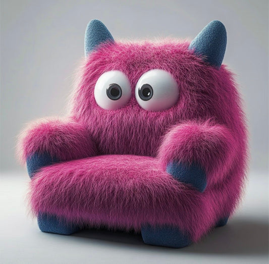 Cute Monster Plush Kids Sofa, Furry Cartoon Armchair for Children