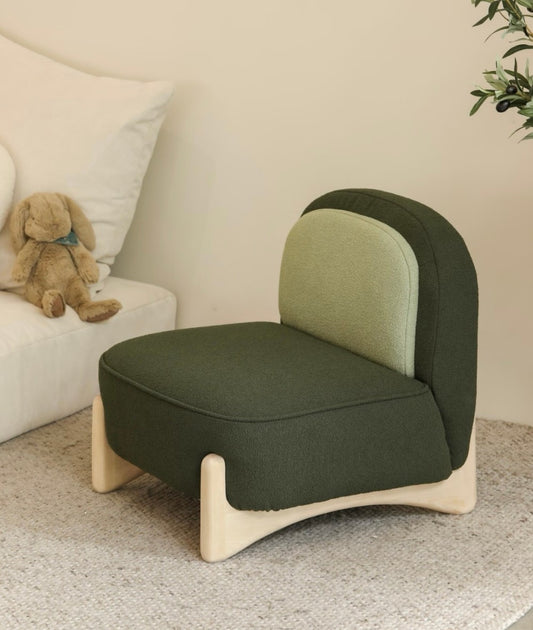 Modern Kids Lounge Chair, Upholstered Toddler Armchair with Wooden Legs