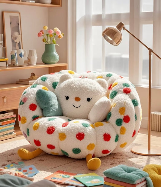 Cute Bear Kids Sofa Chair | Plush Cartoon Lounge Chair for Children