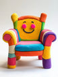 Colorful Smiling Kids Armchair | Fun Cartoon Plush Chair for Children