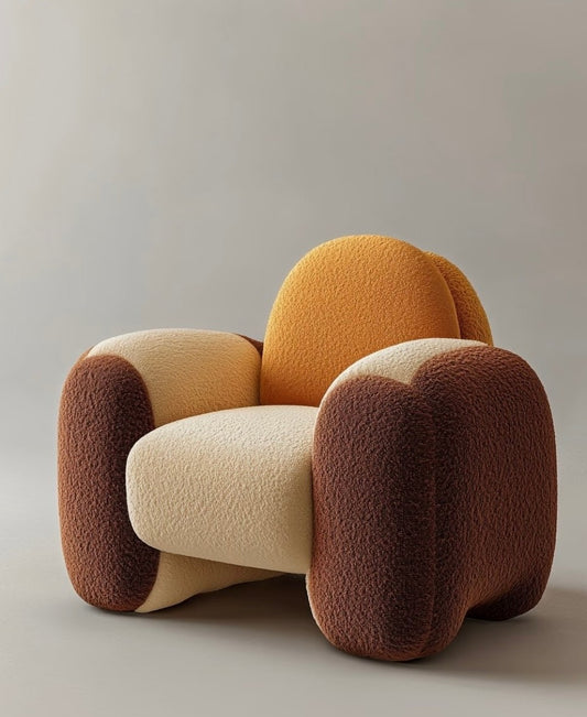 Modern Plush Accent Chair | Cozy Brown and Beige Lounge Armchair