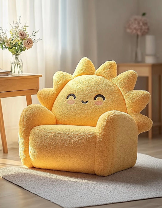 Sunshine Plush Kids Armchair – Cozy Smiling Sun Nursery Chair