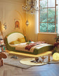 Kids Fantasy Upholstered Bed – Green Velvet Platform Bed with Glow Lighting