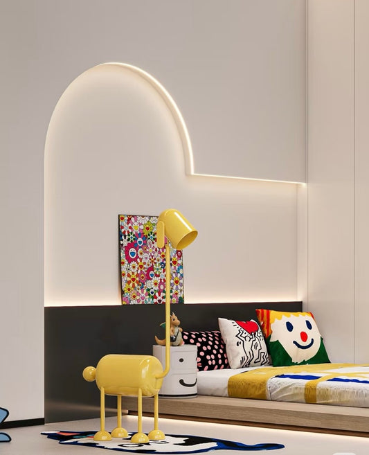 Cute Animal Floor Lamp for Kids | Modern Yellow Cartoon Standing Light