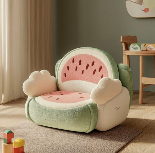 Cute Watermelon Kids Sofa Chair, Plush Toddler Armchair for Playroom