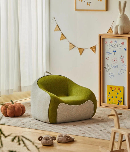 Modern Green Toddler Lounge Chair – Soft Ergonomic Nursery Seat