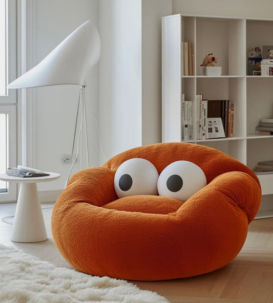 Cute Cartoon Kids Bean Bag Chair, Plush Lounge Seat with Funny Eyes