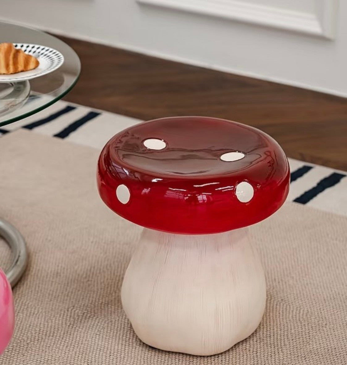 Mushroom Shaped Stool | Cute Red Toadstool Accent Side Table