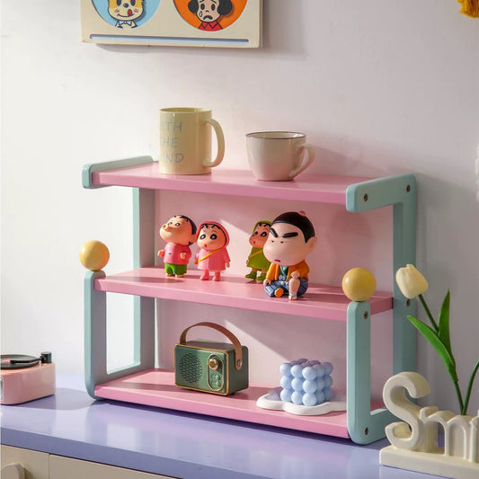 Pastel Kids Display Shelf – Cute Multi-Tier Toy Organizer