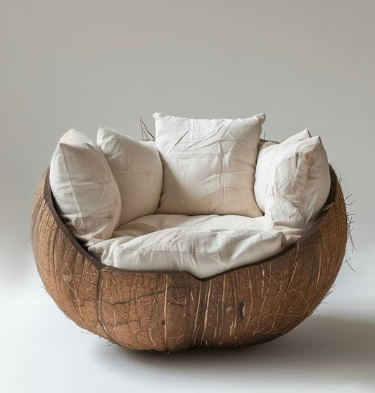 Coconut Shell Lounge Chair – Natural Boho Cozy Armchair