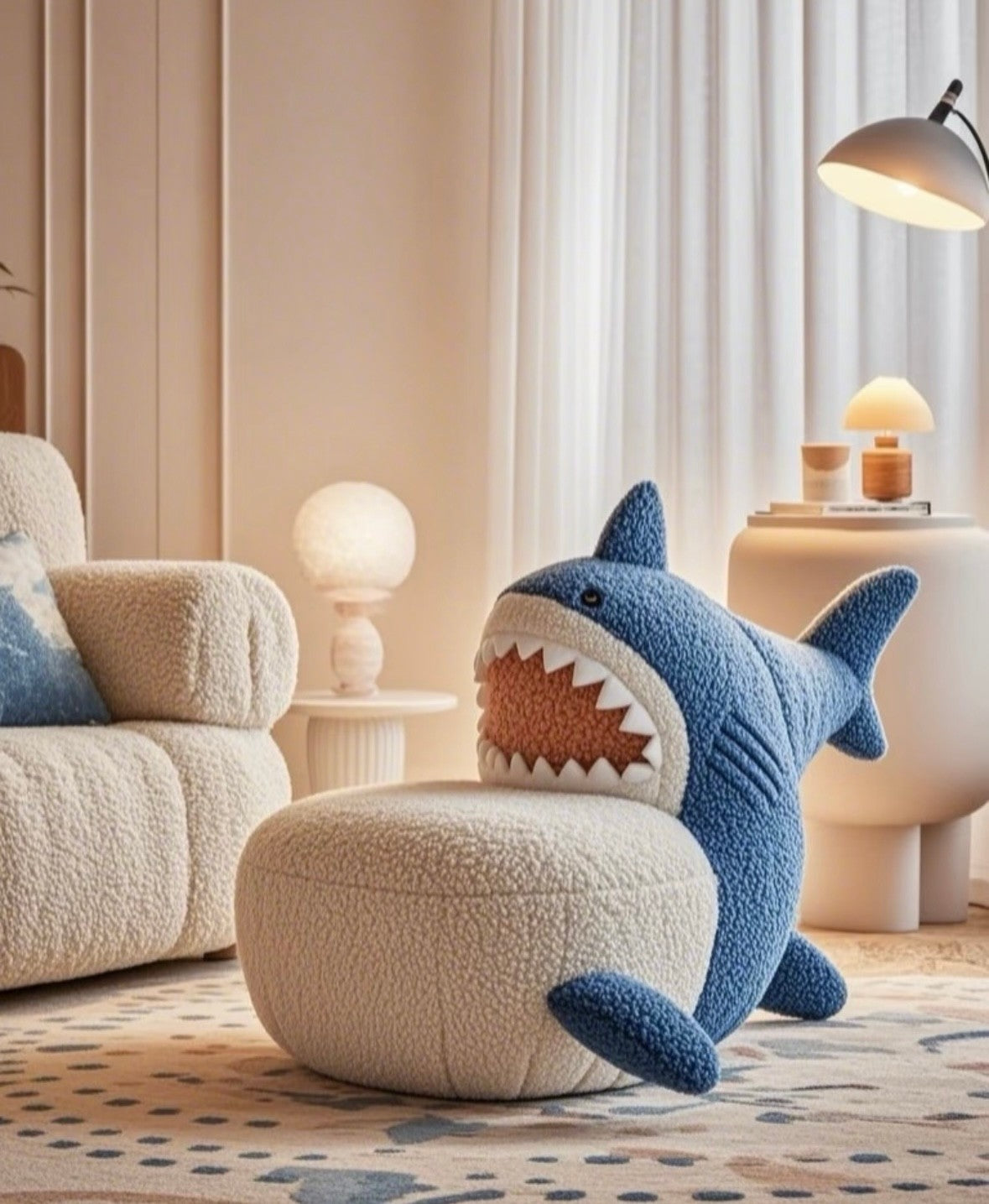 Shark Plush Armchair – Fun Blue Animal Seat for Kids