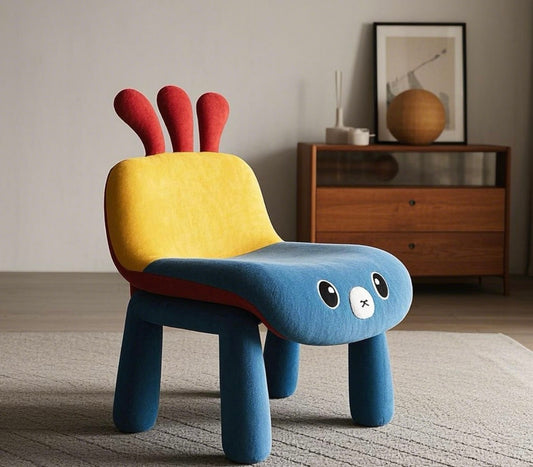 Cute Bear Cartoon Study Chair – Colorful Plush Kids Seat