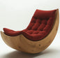 Modern Wood Rocking Lounge Chair – Red Cushion Relaxing Armchair