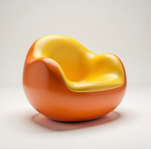 Modern Eggshell Lounge Chair – Ergonomic Yellow and Orange Accent Seat