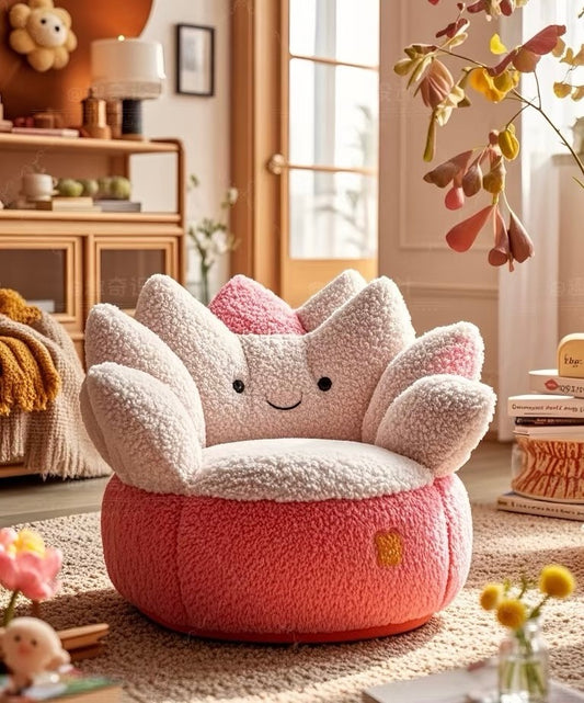 Plush Pink Flower Kids Chair – Cute Petal Shaped Lounge Seat
