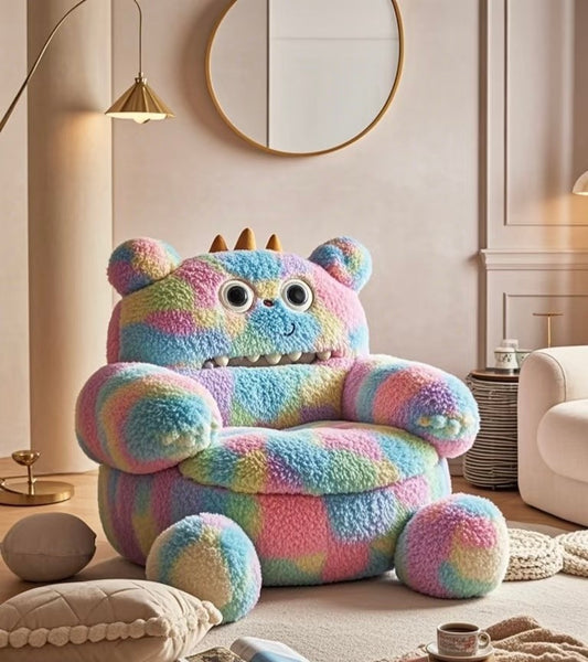 Rainbow Monster Plush Armchair – Fun Cartoon Kids Lounge Chair