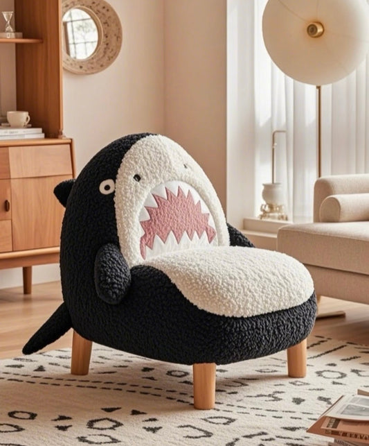 Shark Plush Kids Chair – Cozy Cartoon Animal Lounge Seat