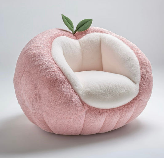 Pink Peach Plush Lounge Chair – Cute Fruit Kids Armchair