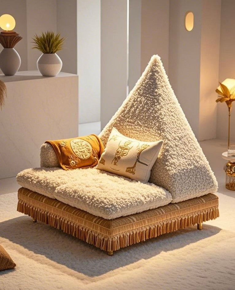 Pyramid Sherpa Lounge Sofa – Boho Chic Cozy Floor Couch