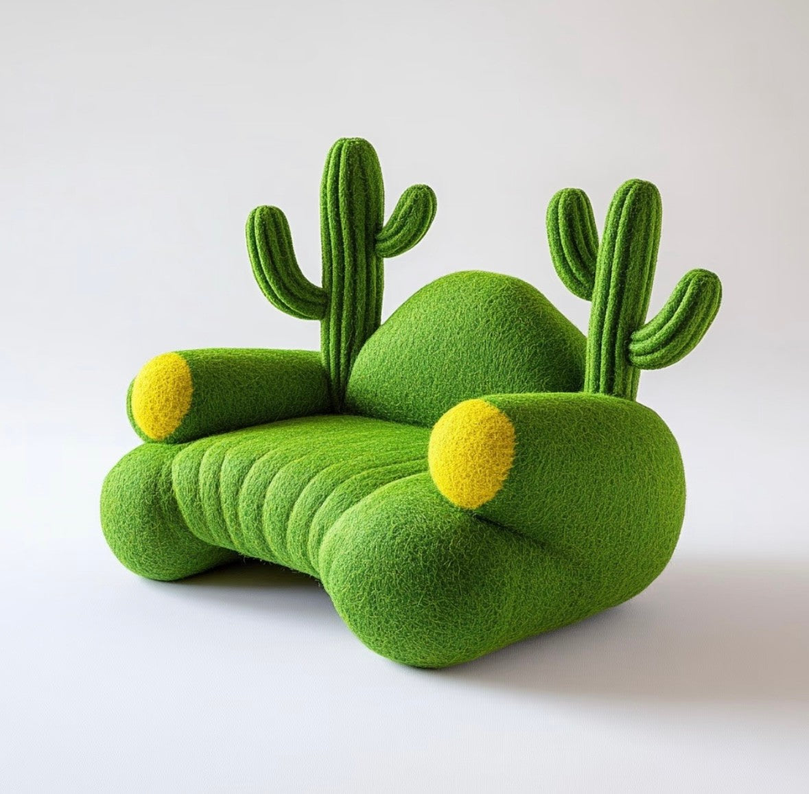 Cactus Shaped Kids Sofa – Green Plush Playroom Couch