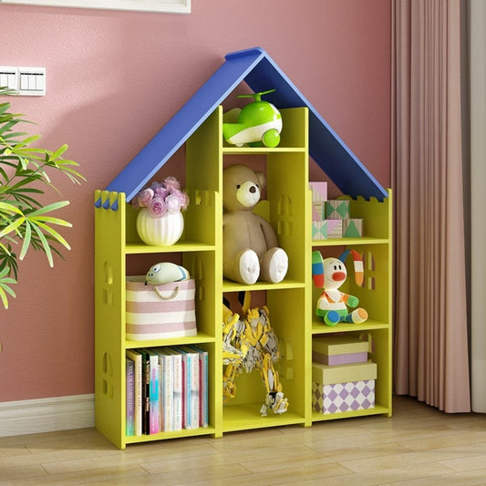House Shaped Kids Bookshelf – Colorful Toy Storage Organizer