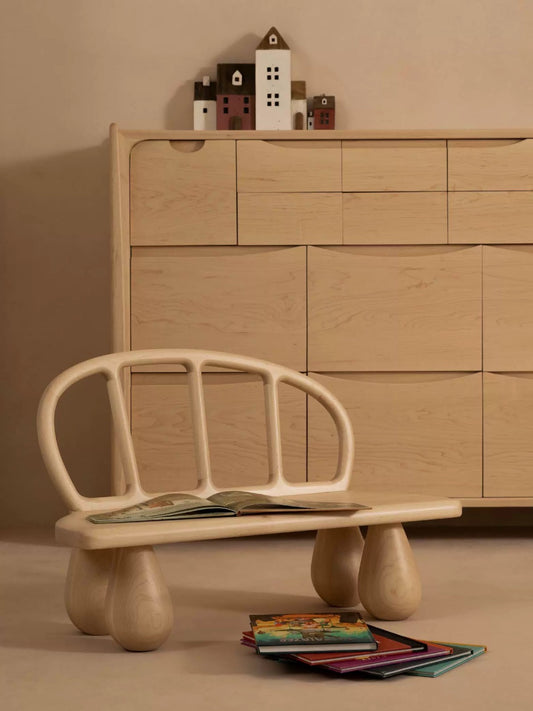 Wooden Kids Reading Bench – Minimalist Toddler Sofa Seat