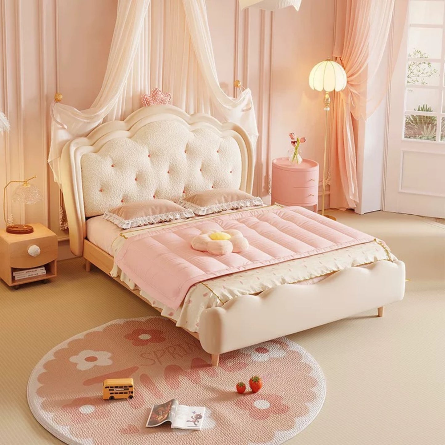 Princess Style Kids Bed – Pink Upholstered Fairy Tale Bed