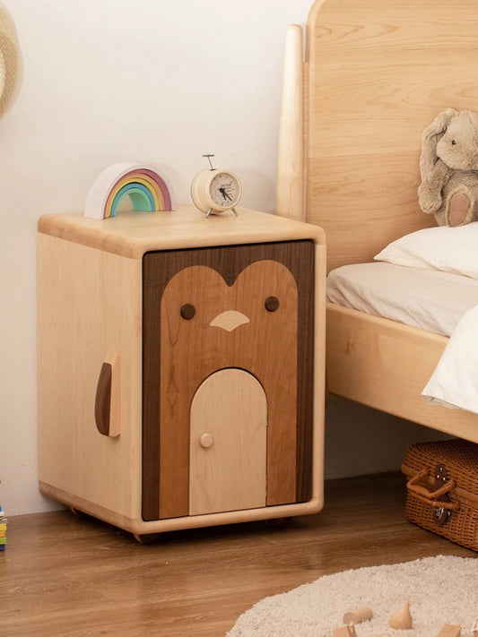 Wooden Penguin Nightstand – Cute Animal Kids Bedside Table