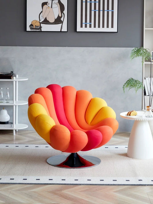 Sunset Gradient Swivel Lounge Chair – Modern Rainbow Accent Chair