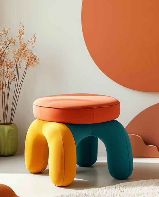 Colorful Modern Kids Stool – Playful Upholstered Activity Seat