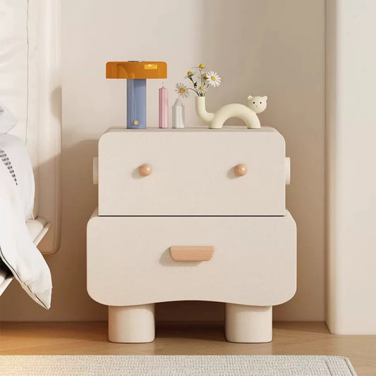 Minimalist Bear Drawer Nightstand – Soft Modern Kids Bedside Table