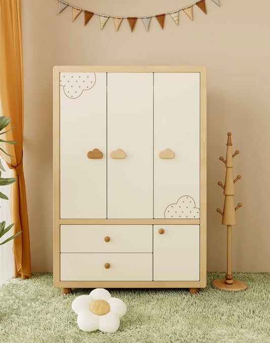 Cloud Handle Kids Wardrobe – Modern Wooden Clothes Cabinet