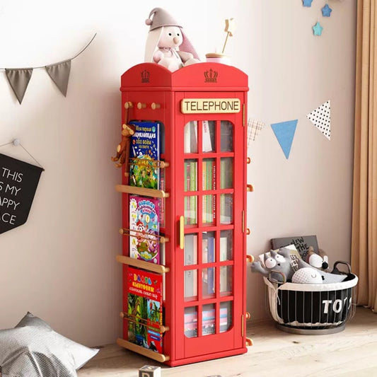 Red Telephone Booth Bookshelf – British Style Kids Bookcase