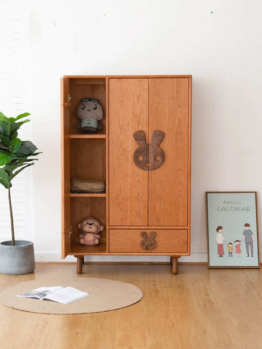 Solid Wood Bunny Wardrobe – Kids Animal Storage Closet