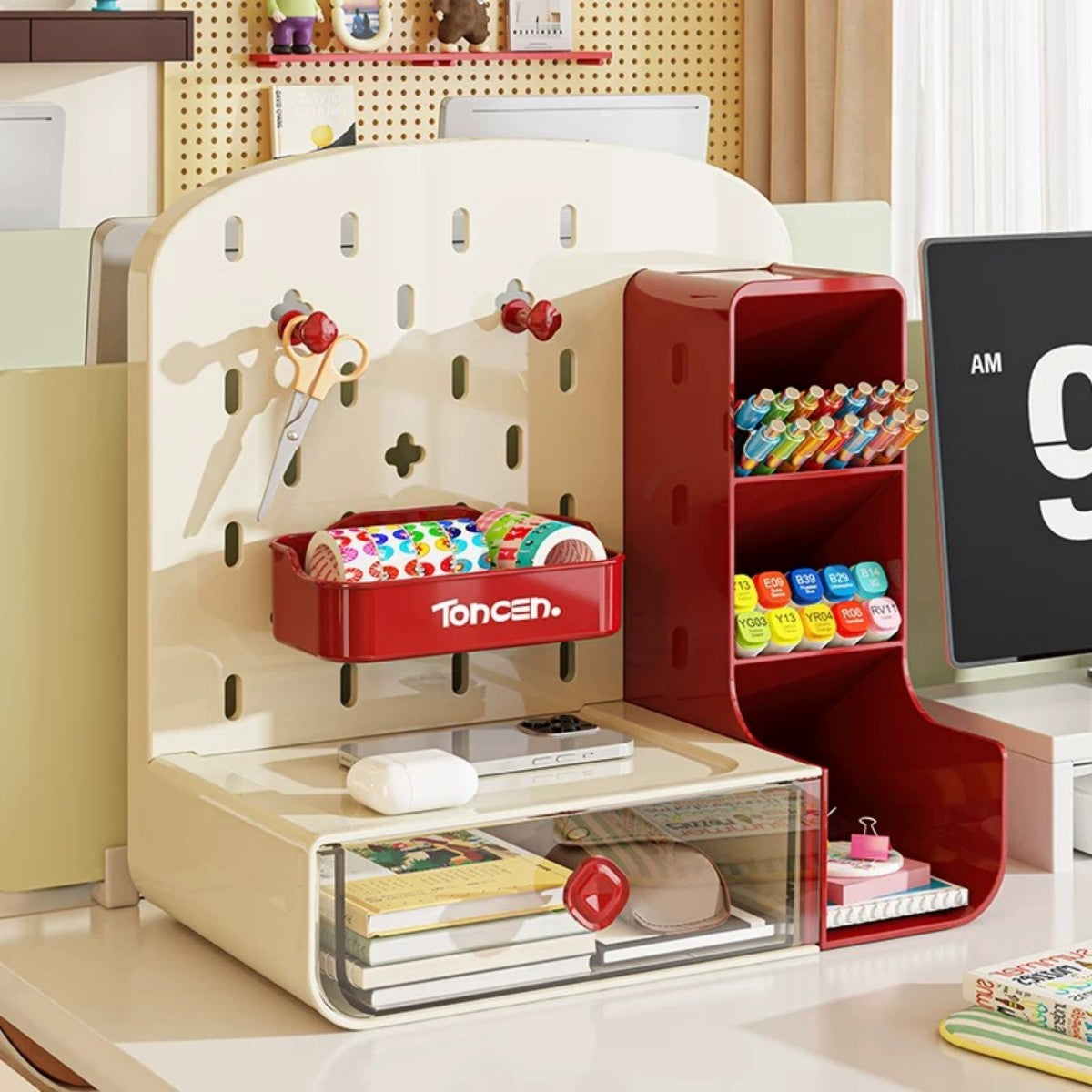Modern Desk Organizer with Pegboard – Creative Desktop Storage Station