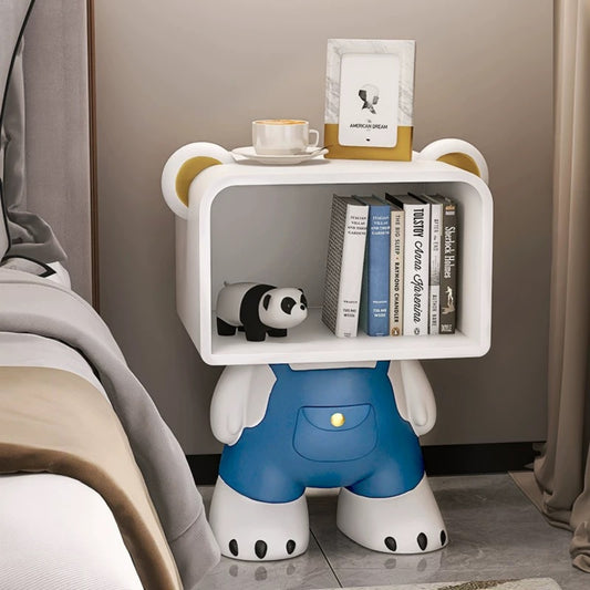 Bear Shape Kids Nightstand – Cartoon Bedside Table with Storage