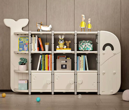 Whale and Seal Modular Toy Storage Shelf – Animal Kids Organizer Cabinet