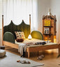 Green Velvet Castle Bed – Unique Kids Bed with Playful Headboard