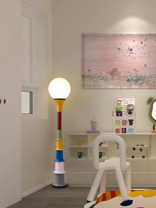 Colorful Stacked Floor Lamp – Modern Playroom Standing Light