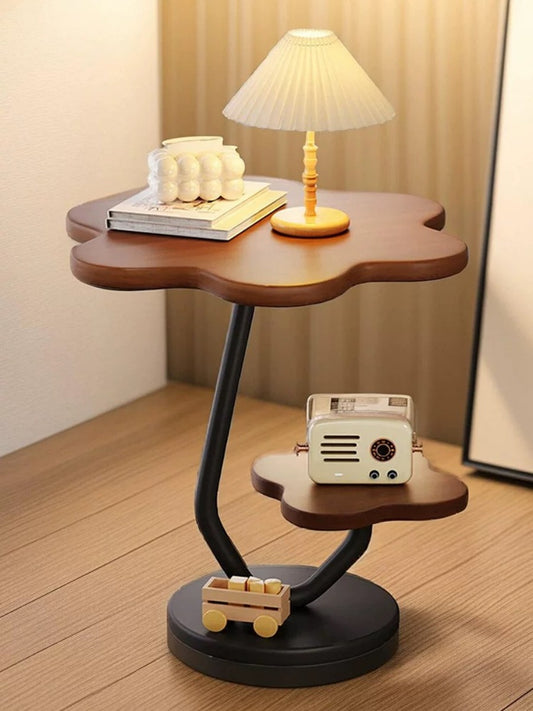 Wooden Clover Side Table – Double Layer Modern Coffee Table