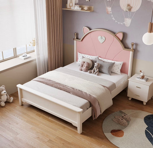 Pink Cat Ear Kids Bed – Cute Upholstered Girls’ Bed Frame