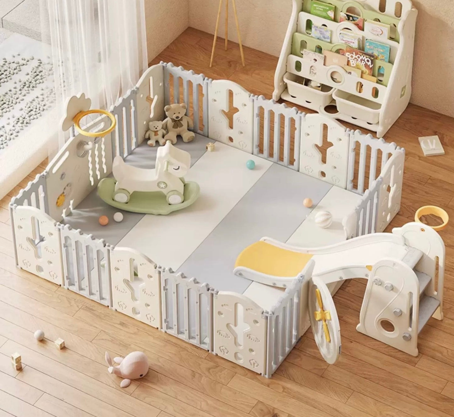 Large Baby Playpen with Slide – Indoor Toddler Activity Center