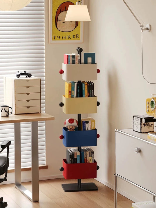 Vertical Colorful Book Rack – Modern Metal Kids Bookshelf