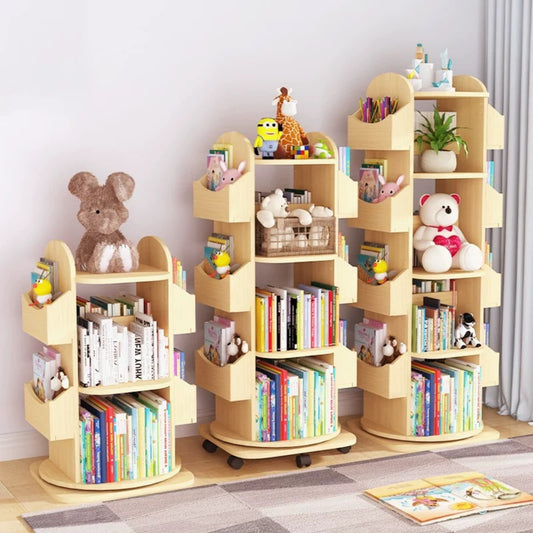 Rotating Multi-Tier Kids Bookshelf – Space-Saving Storage Tower