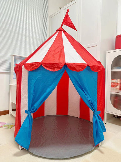 Kids Circus Play Tent – Indoor Carnival-Style Pop-Up Playhouse with Flag Top