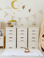 Minimalist Kids Storage Drawers – Stackable Montessori Cabinet for Toys, Clothes & Nursery Essentials (Set of 3 / Cream White)